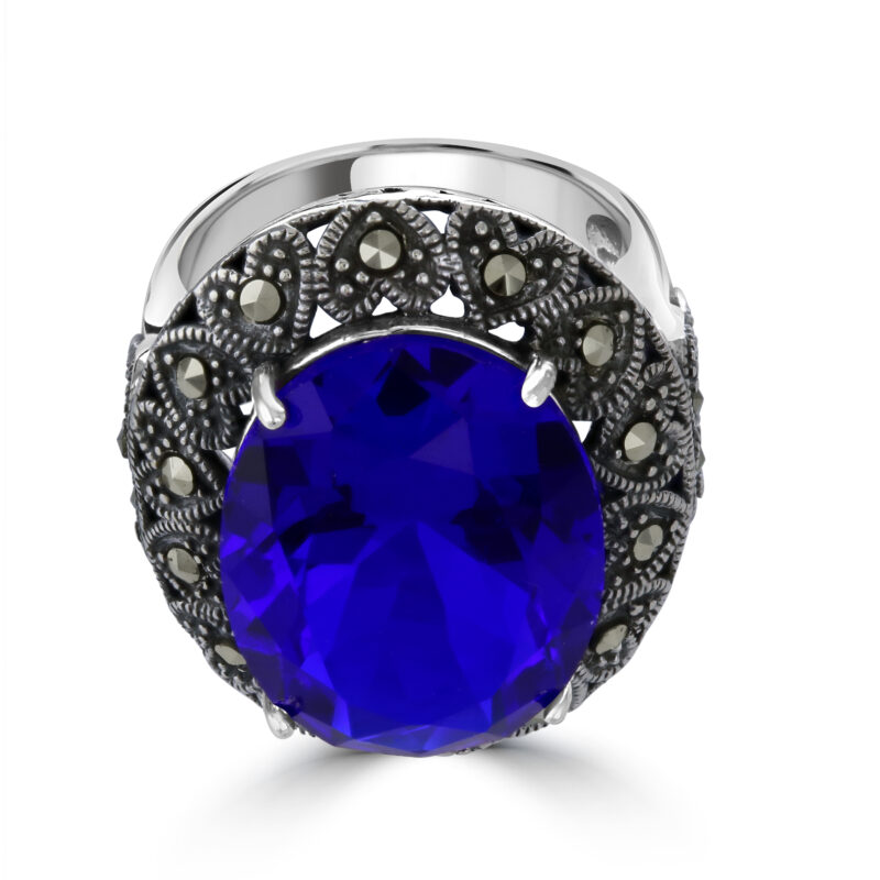 elegant blue sapphire oval ring 1